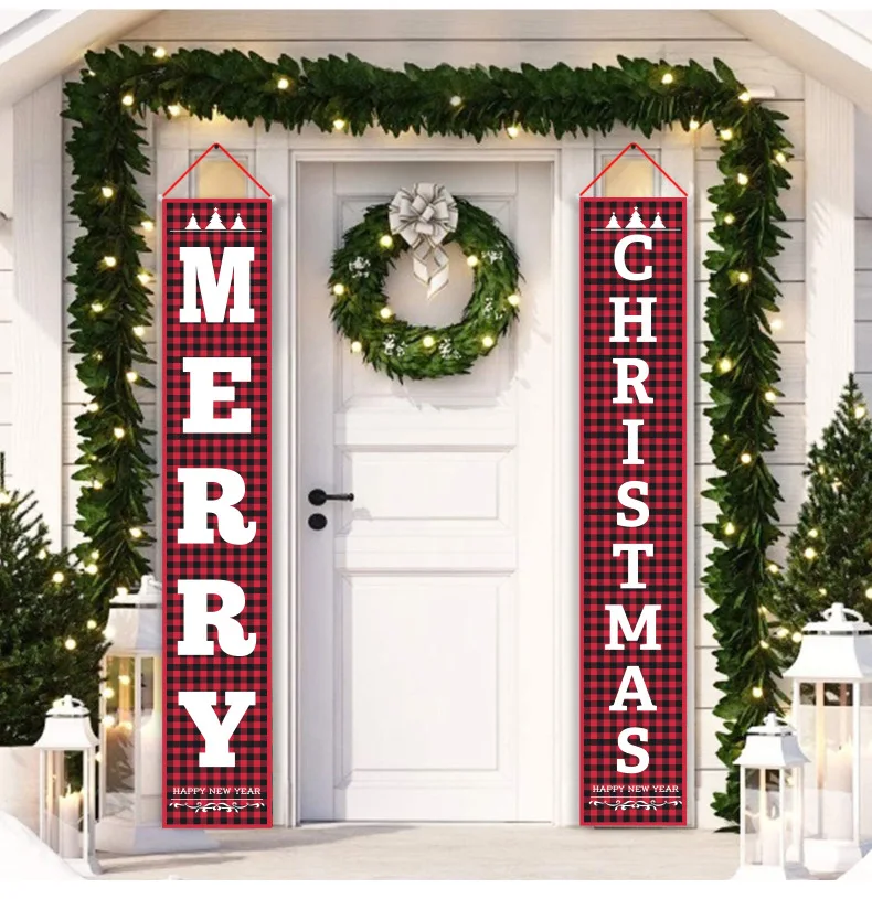 

2022 New Christmas Couplet Door Curtain Hanging Cloth Lattice Decoration Hanging Flag Party Halloween Hanging