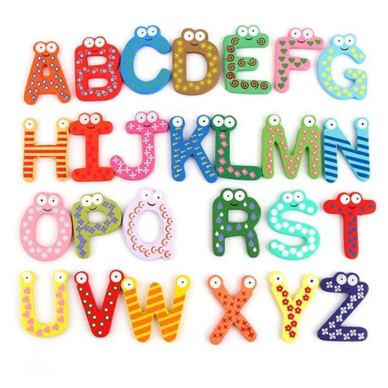 

Магнитные Обучающие буквы алфавита, наклейки на холодильник, деревянные Обучающие Детские игрушки для детей, 1 комплект
