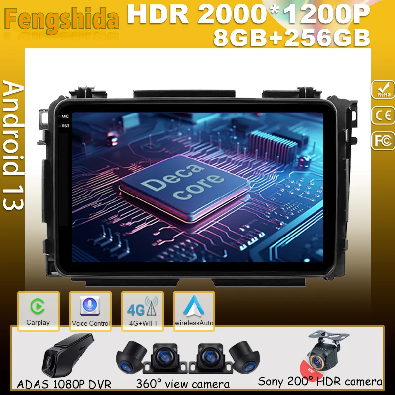 Android 14 для Honda Hr-V Hrv Xrv Vezel 2013-2019 Автомобильный плеер 5G Авто Радио Мультимедиа GPS