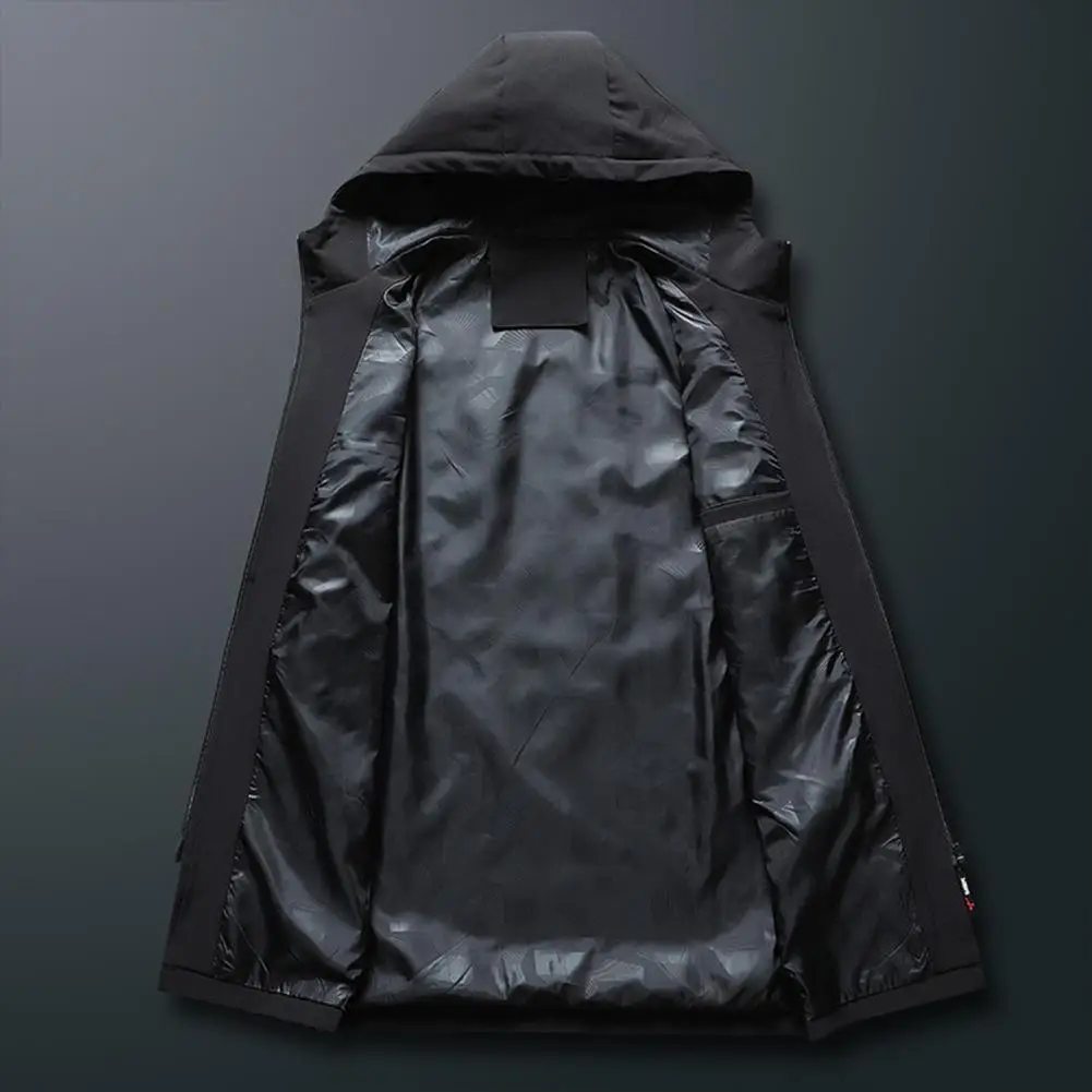 

Stylish Men Coat Long Sleeves Teenager Casual Windbreaker Coat Drawstring Zipper Men Outerwear Daily Clothing