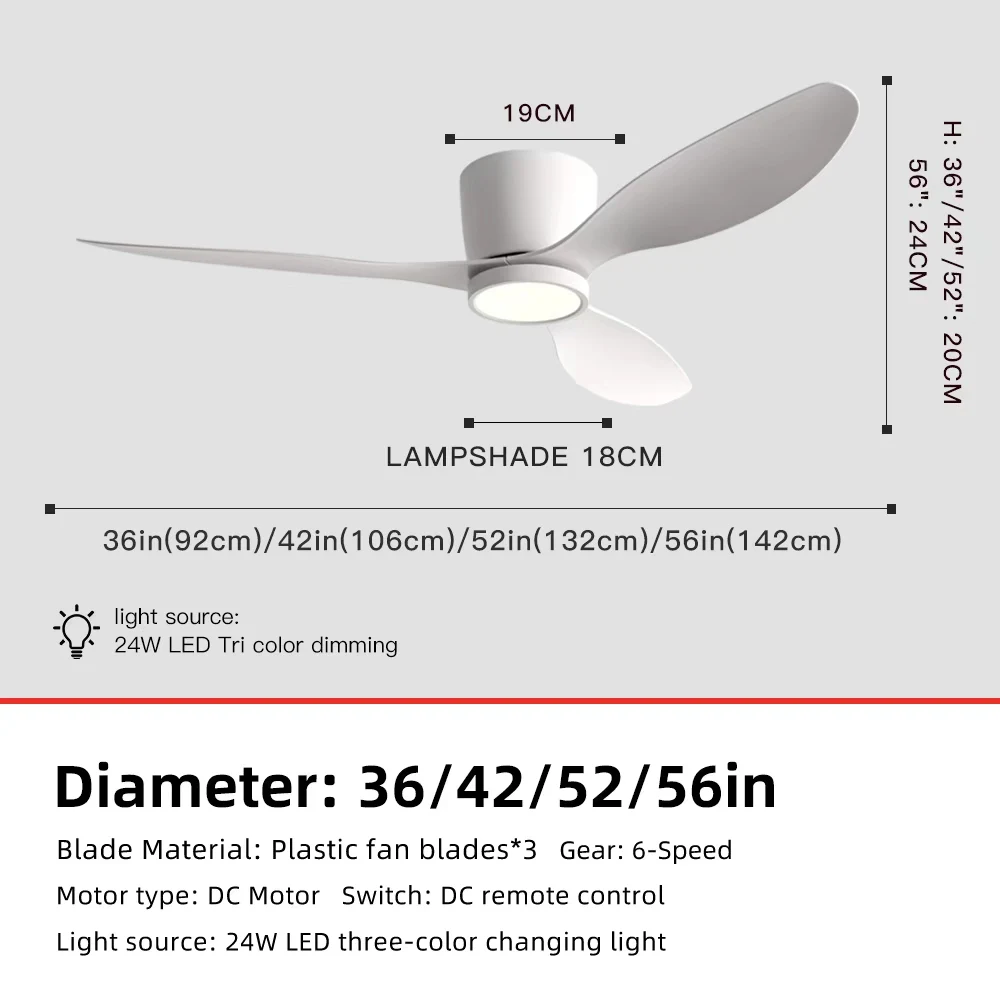 

FUMANJIA потолочный вентилятор с подсветкой 36/42/52 дюймов