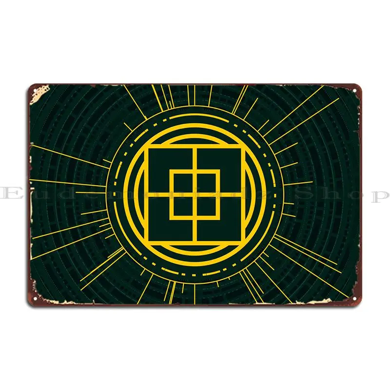 

Gold Glyph Mandala Rune Metal Plaque Poster Garage Garage Designing Design Garage Tin Sign Poster