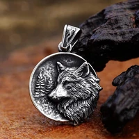 vintage men viking wolf necklace punk stainless steel odin wolf head pendant necklace fashion nordic necklace jewelry
