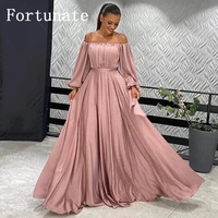 dusty pink puff sleeves evening dresses boat neck chiffon prom gowns simple floor length party dress 2022 custom made