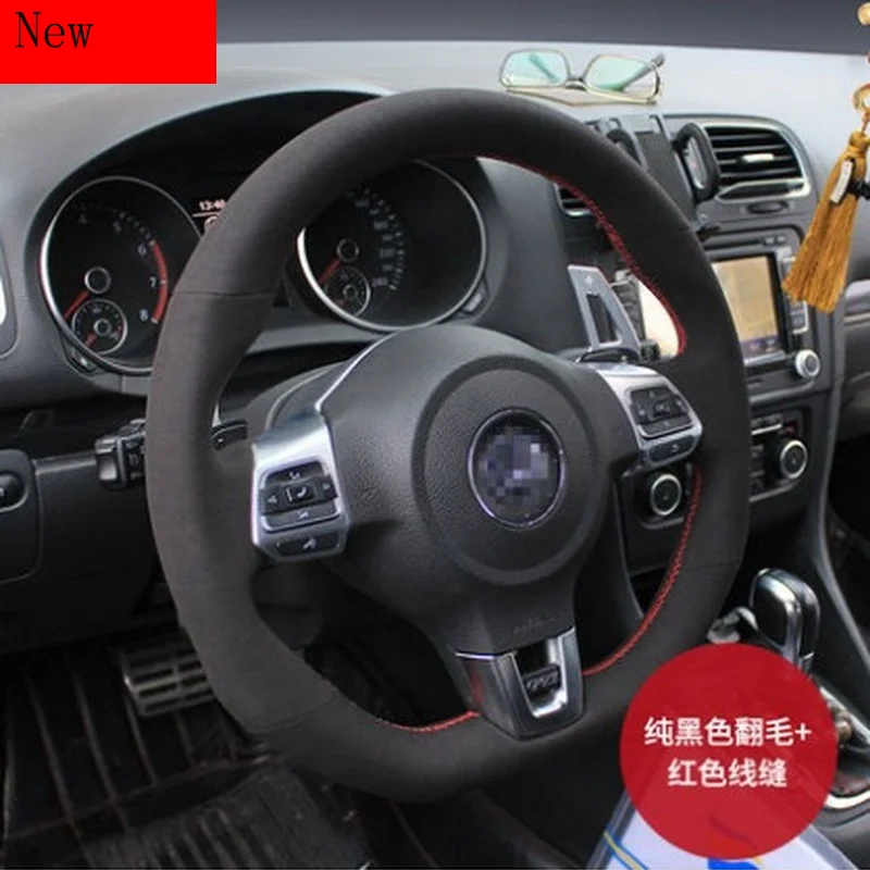 

For Jeep Compass Wrangler Grand Cherokee Renegade Hand-Stitched Leather Suede Steering Wheel Cover Car Accessories