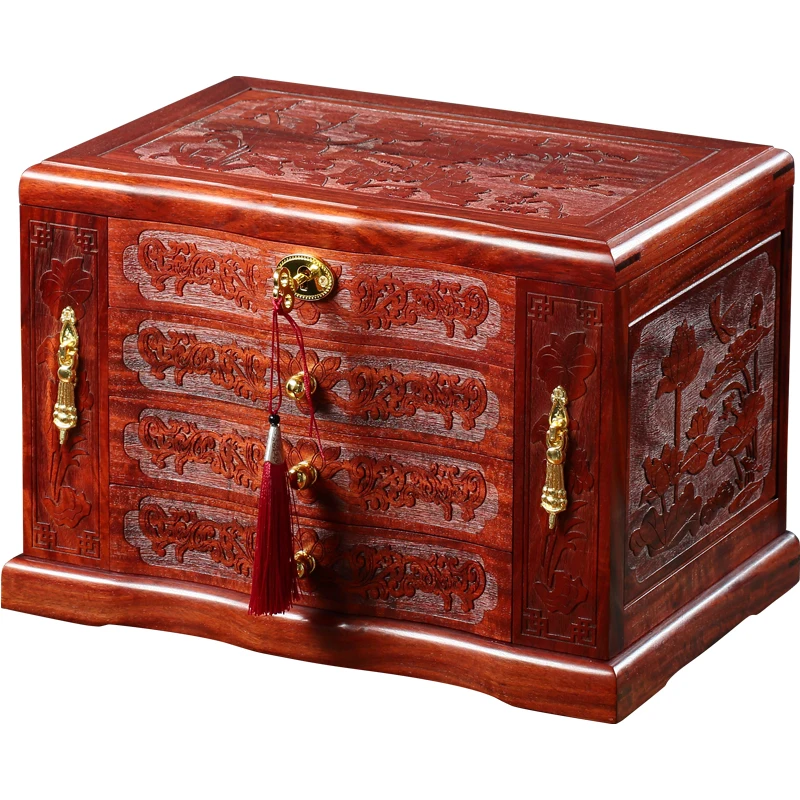 For Women Solid Wood Jewelry Boxes Organizer Storage Displays Case Necklace Engagement Wedding Gift