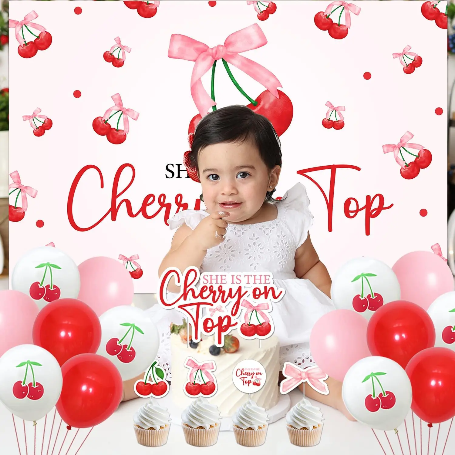 Kreatwow красный кокетливый набор украшений с вишней фруктовая тема фон для