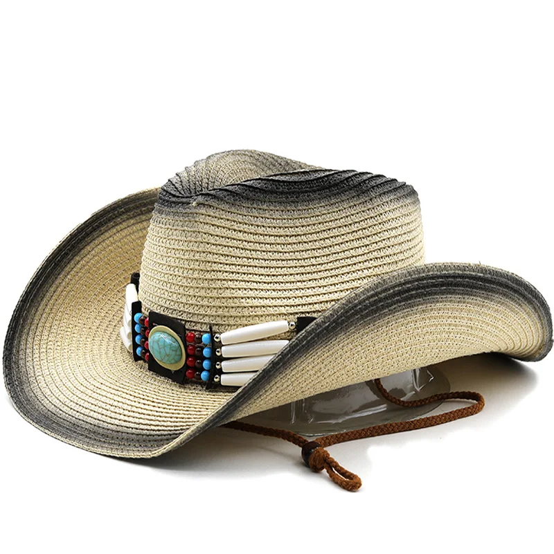 Hats 2022 Panama Summer Hat cowboy Straw Hat For Men Women Leather Ribbon Large Brim Sun Beach Hat Jazz Cap Fedora hat