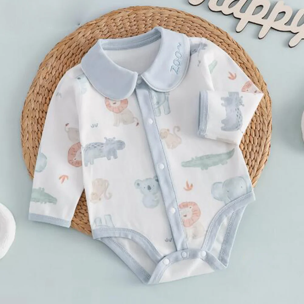 Детское боди с длинным рукавом и цветочным принтом весна-осень-зима Одежда для