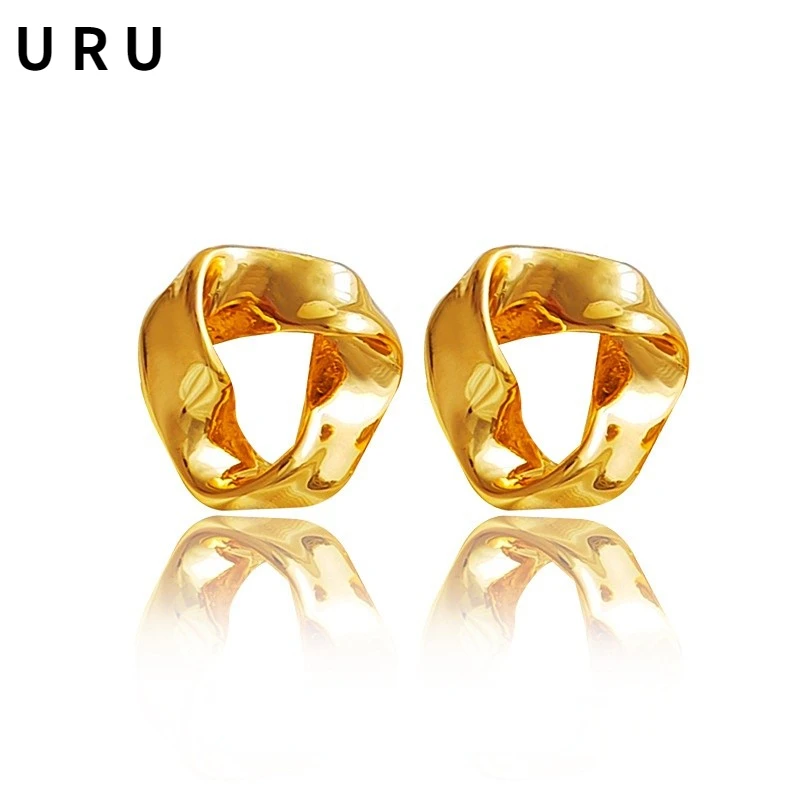 

Simply Design Irregular Stud Earrings 925 Silver Needle High Quality Brass Metal Earrings For Women Girl Gifts