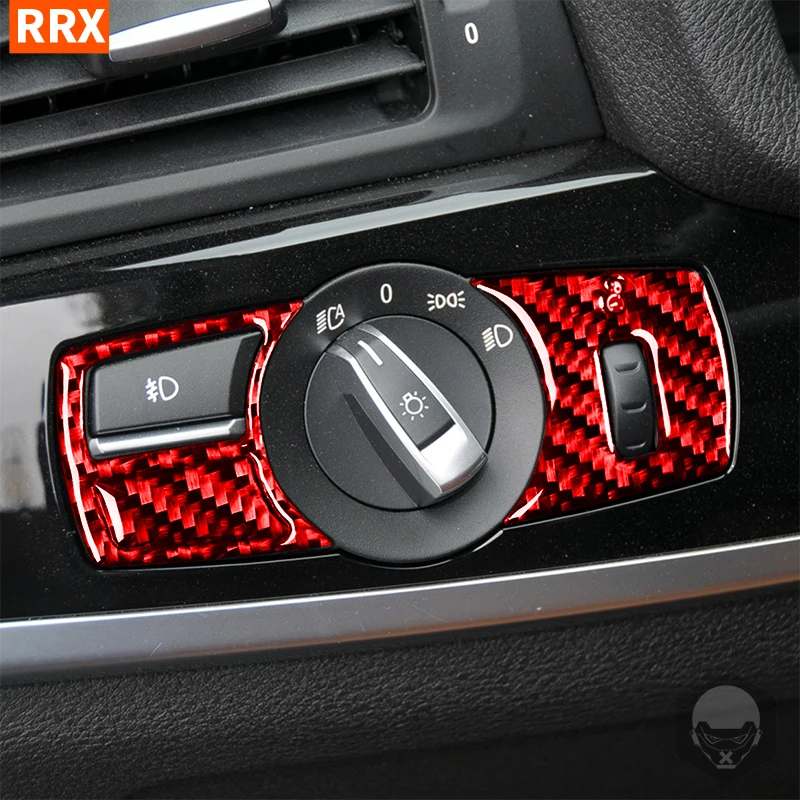 

For BMW X3 F25 2011-2017 X4 F26 2014-2017 Headlight Switch Dim Light Control Knob Button Cover Trim Carbon Fiber Accessories
