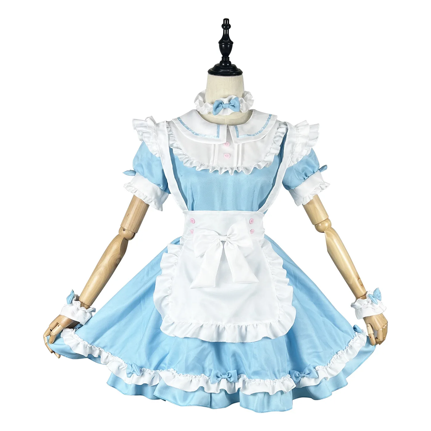 5XL Halloween COS Alice Maid Costume Big Brother Fake Mother Maid Dress Blue Performance Costume Removable Sleeves Plus Size images - 6