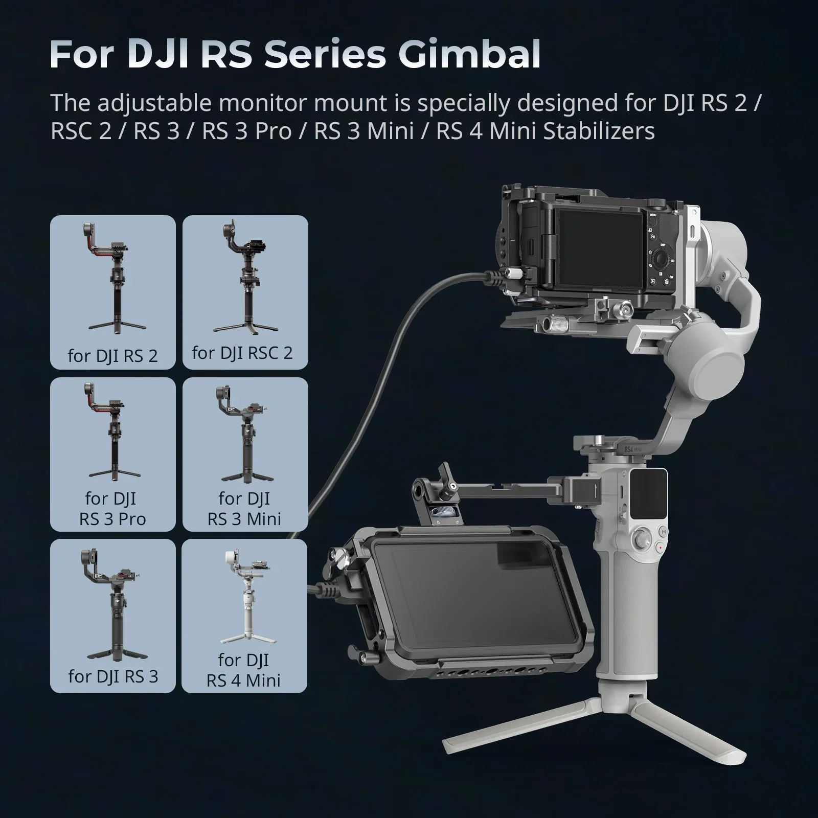 Фото Регулируемое крепление для монитора камеры SmallRig для мини-стабилизаторов DJI RS 3/RS 3 Pro/RS 3 Mini/RS 4 с быстроразъемным зажимом NATO-5337 №3