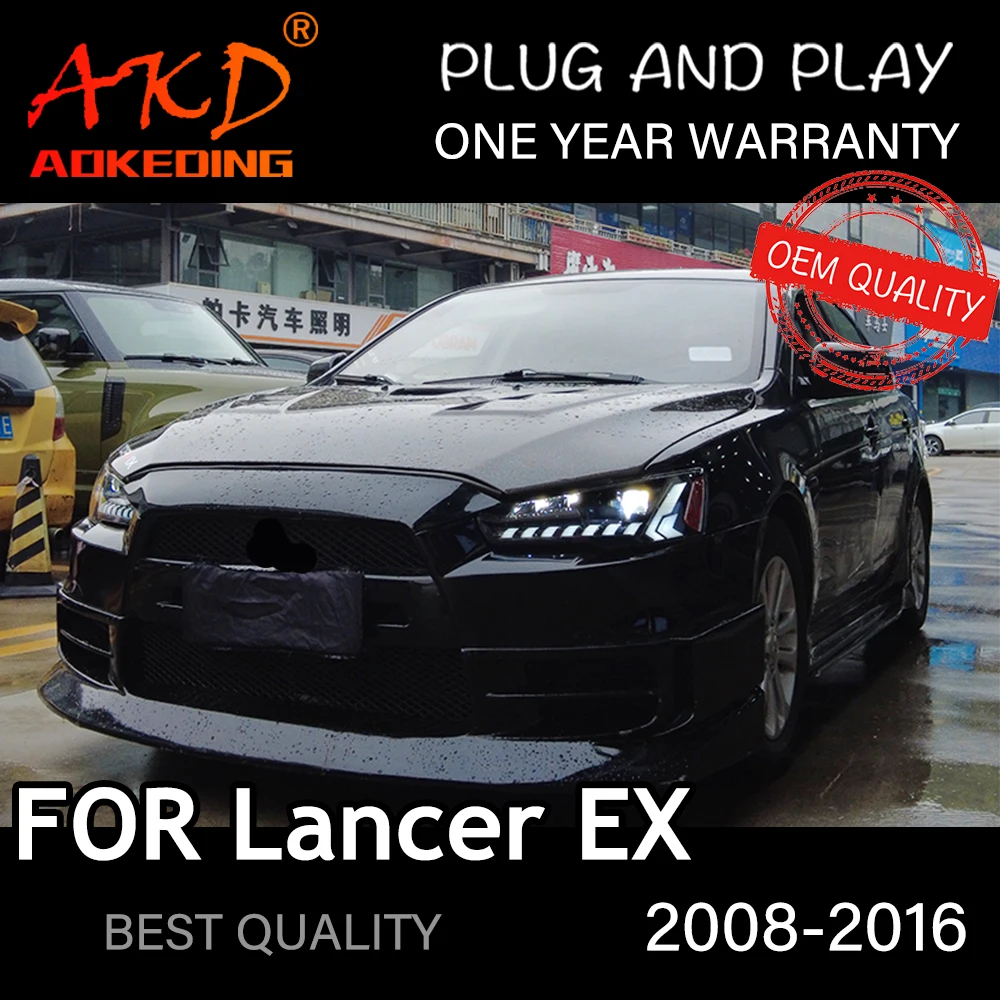 ไฟหน้าสำหรับ Mitsubishi Lancer EX 2008-2016รถ Автомобильные Товары LED DRL Hella Xenon เลนส์ Hella Hid H7 EVO รถอุปกรณ์เสริม
