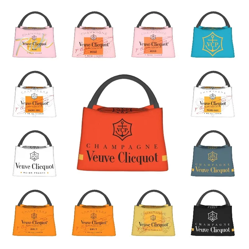 

Luxury Veuve Clicquot Insulated Lunch Bags for Outdoor Picnic Portable Cooler Thermal Bento Box Women