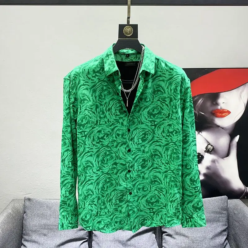 Мужская летняя рубашка с длинным рукавом и принтом