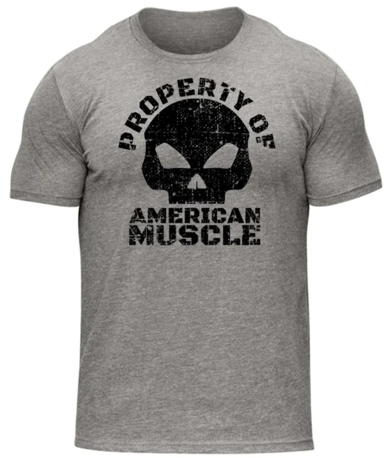 

AMERICAN MUSCLE Skull Shirt Graphic T-Shirt Bodybuilding Tshirts Gym Gift Tee