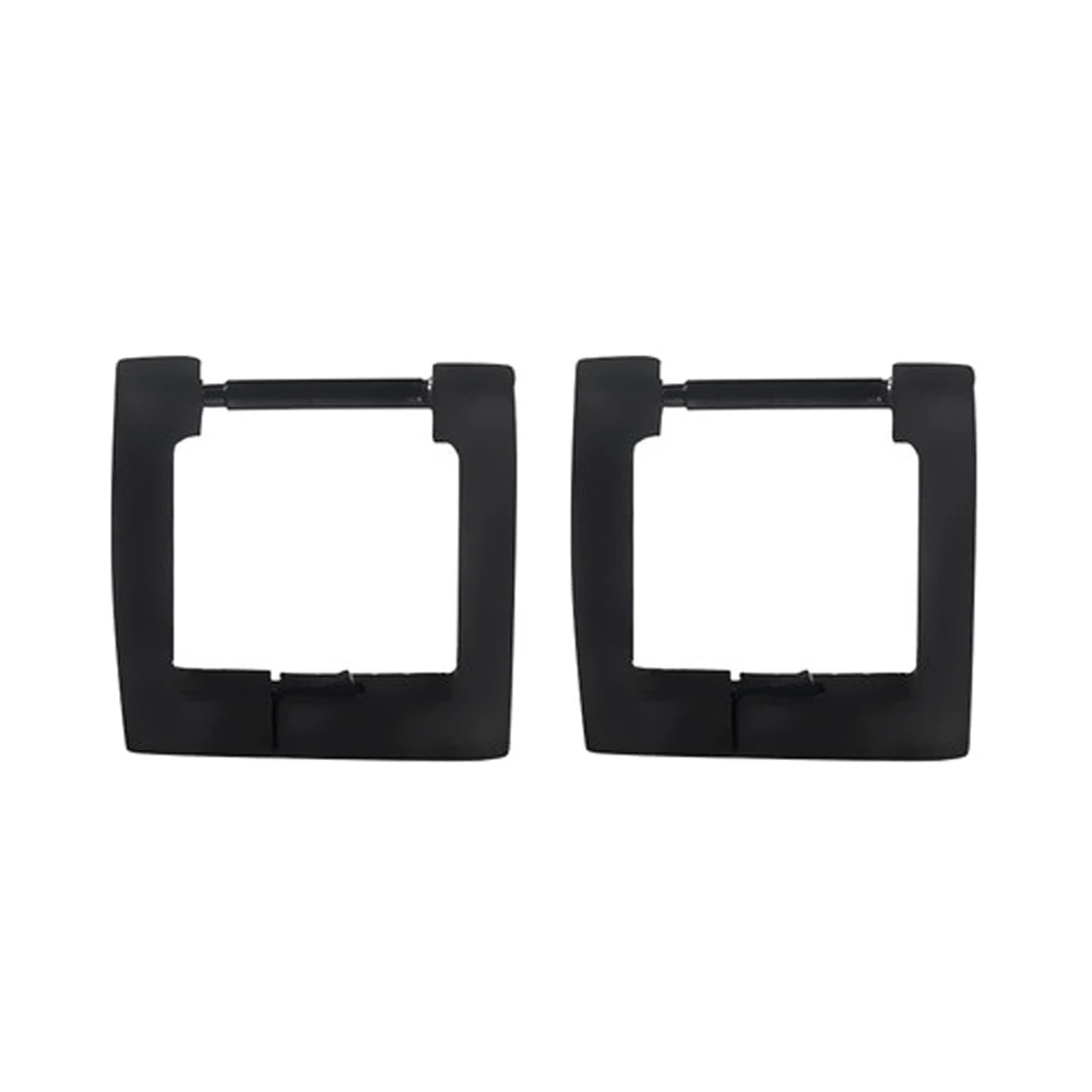 Stainless Steel Black Hoop Earrings for Men Women Huggie Triangle Square Round Geometric Stud Earrings Set images - 6