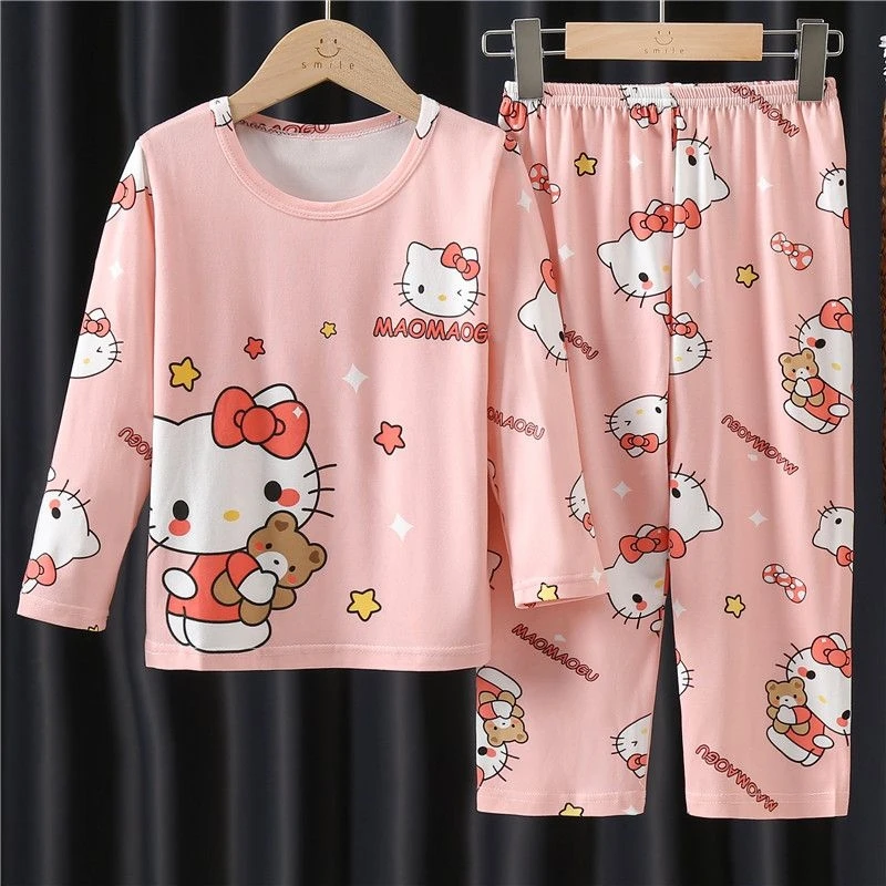 

Оригинальные детские пижамы Kuromi Cinnamoroll аниме весна-лето дышащая домашняя одежда для девочек и детей праздничные подарки