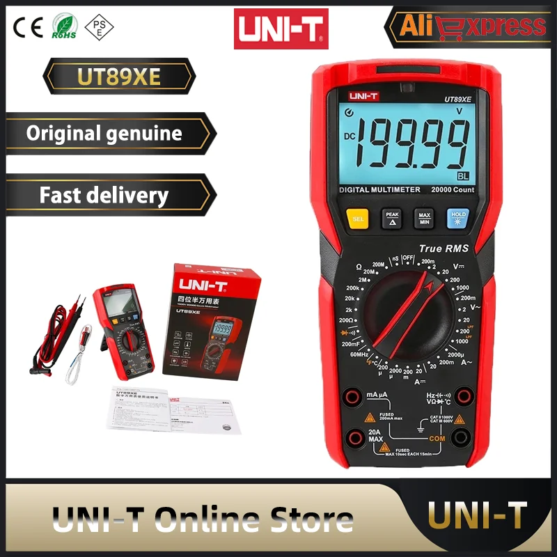 

UNI-T Digital Multimeter UT89XE True RMS NCV AC/DC 1000V 20A Professional Current Voltage Temperature Resistance Meter