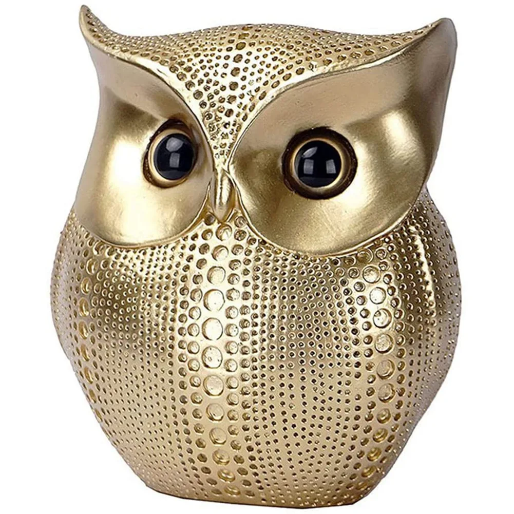 

Owl Garden Ornaments Statue Resin Decoration Small Animal Figurines for Living Room Bedroom Office Gold