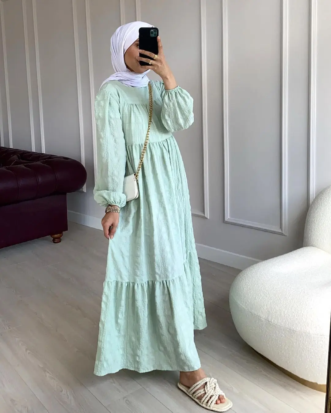 Muslim Fashion Solid Color Modest Muslim Maxi Dresses for Women Muslim Dress Women Long Abaya Dress Hijab Formal Dress Kaftan