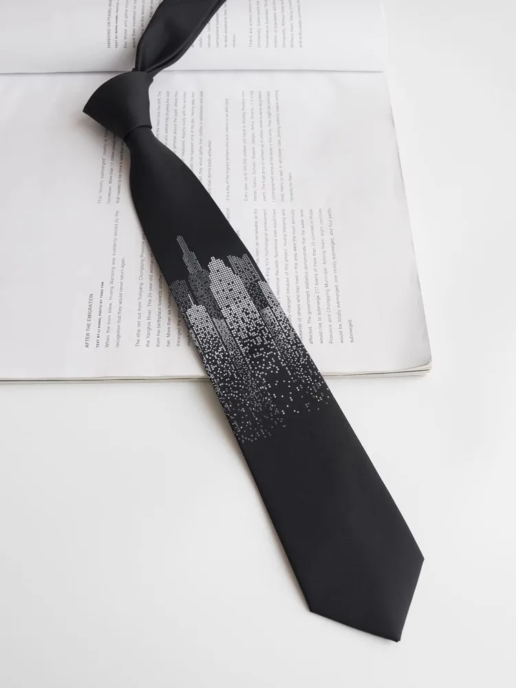 

Новый мужской Оригинальный дизайн для мужчин [городской стиль и тени] Мужской Черный шейный галстук женский Универсальный индивидуальный галстук