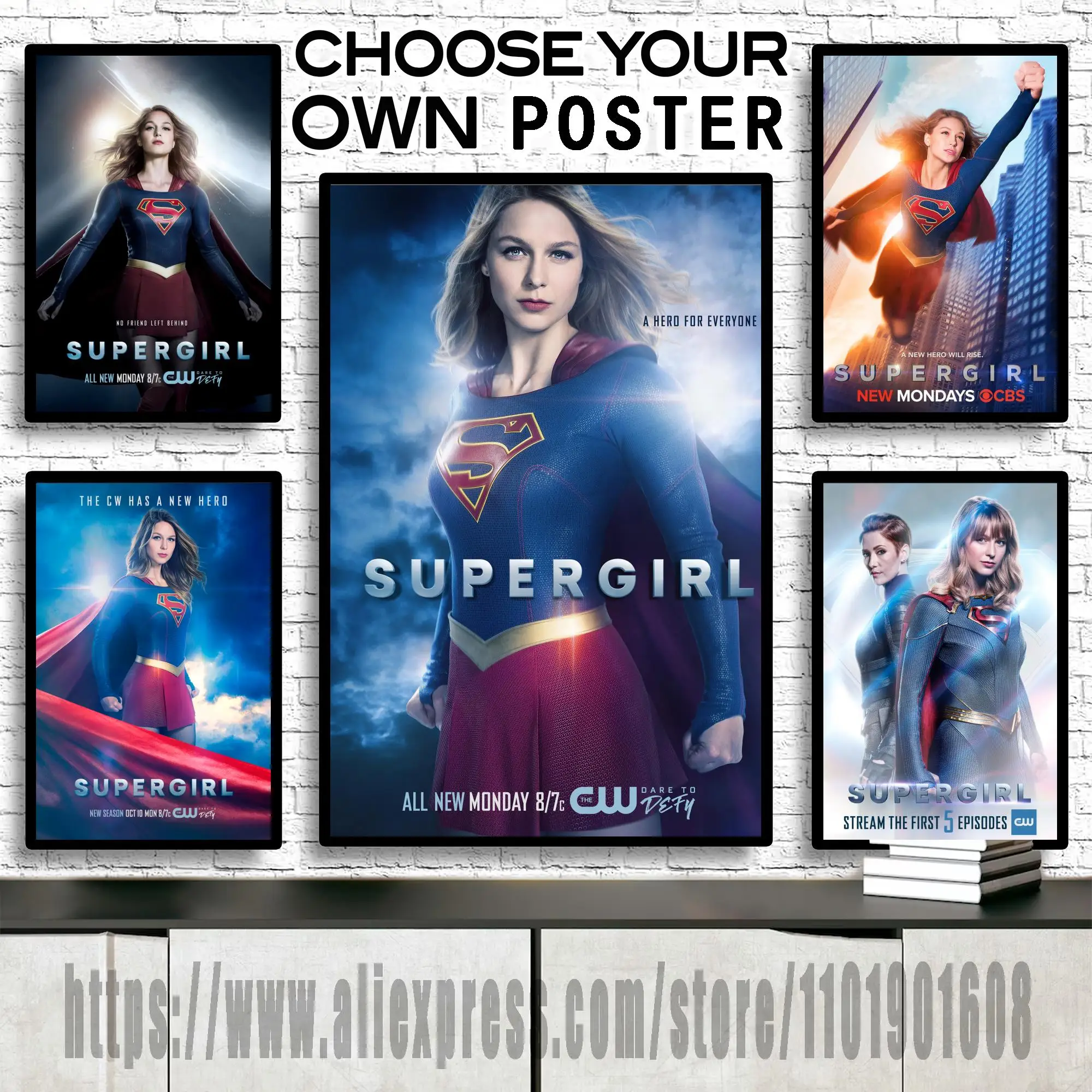 Классический художественный плакат Supergirl с изображением на холсте и стены