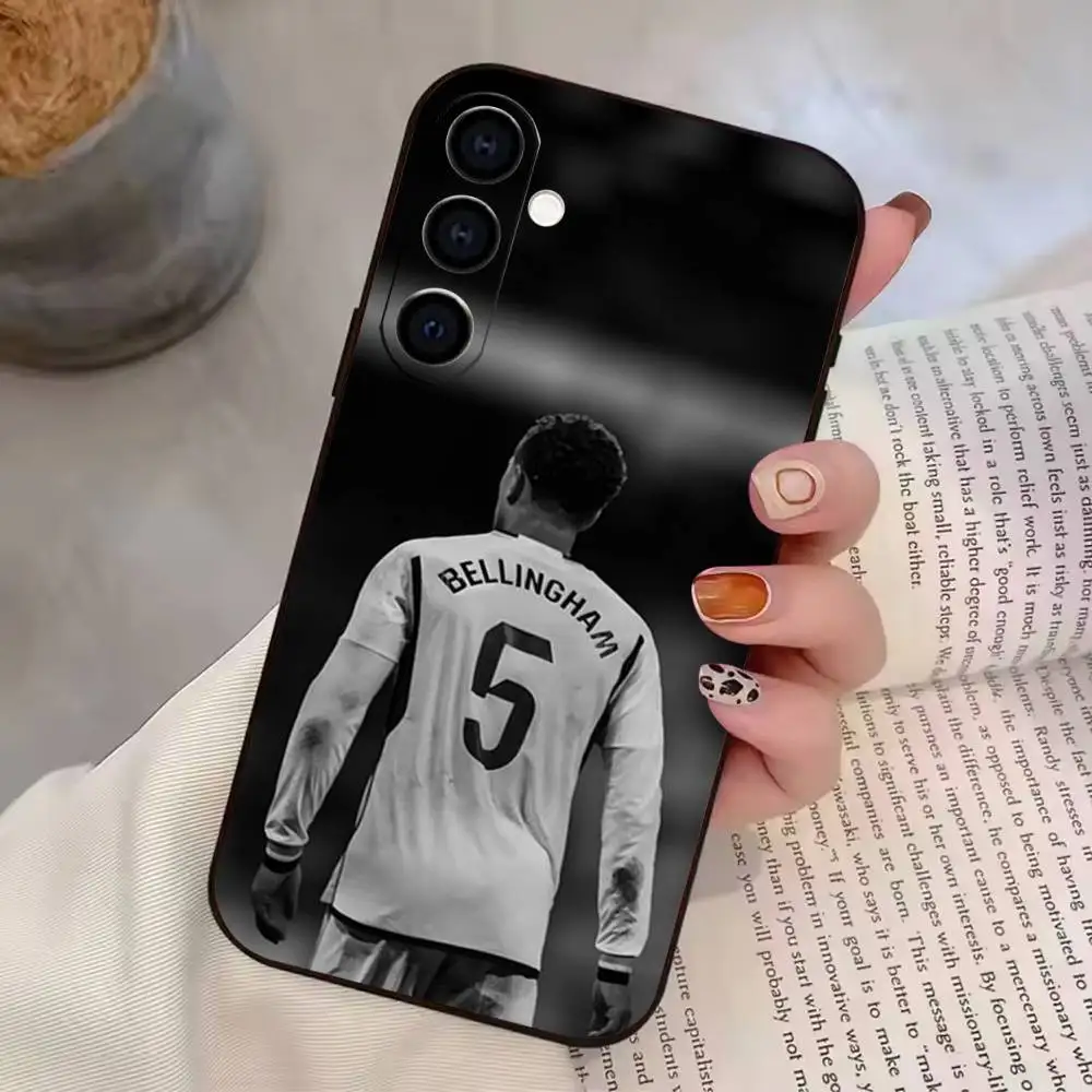 Фото Чехол для телефона B-Bellingham N-No.5 Football Jersey для Galaxy Samsung A72, A53, A71, A70, A52, A73, A51, силиконовый, черный, мягкий №2