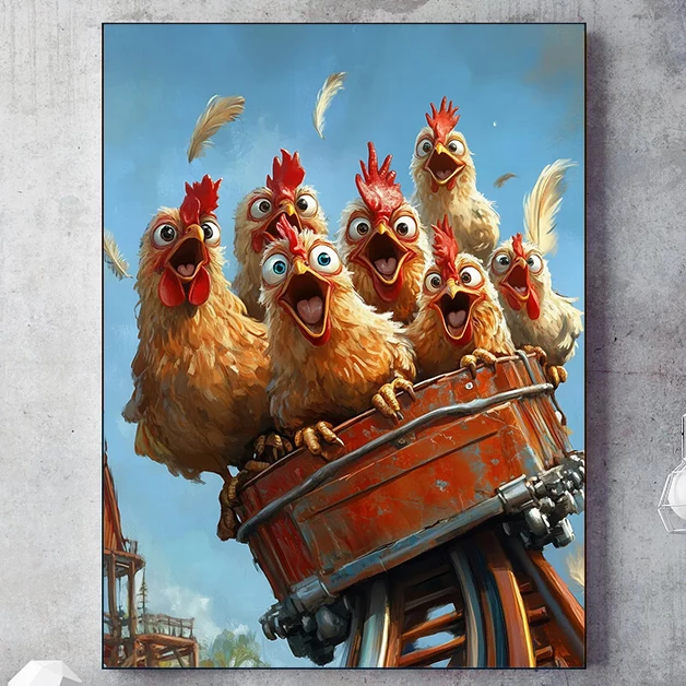 Петух астронавт джентльмен страусиный сок постеры и принты холст живопись