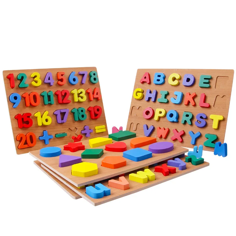 

5 Wooden Number Letter Puzzle Pieces For Children'S Shape Recognition Puzzle Pieces For Early Education Toys, Logarithmic Board