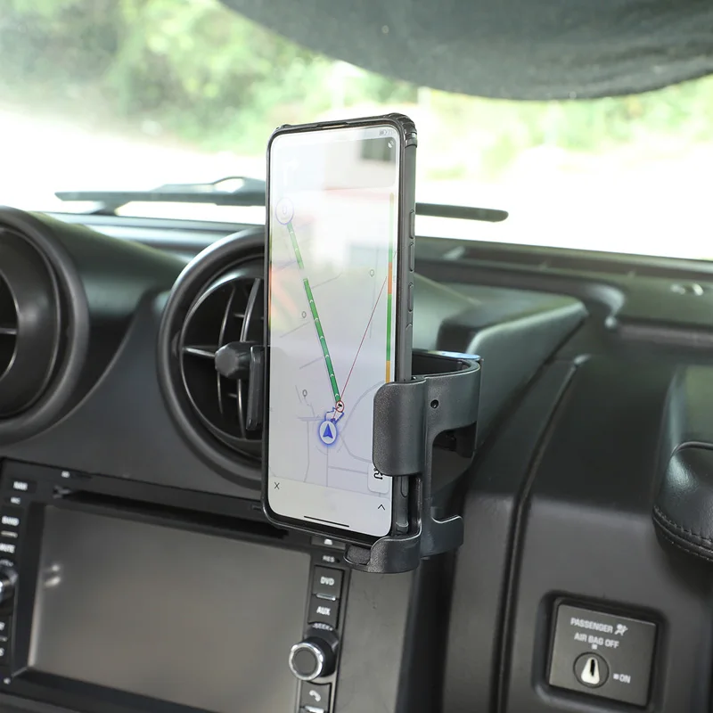 

For 2003-2007 Hummer H2 Stainless Steel Black Car Multifunction Mobile Phone Holder water cup Bracket Car Interior Accessories