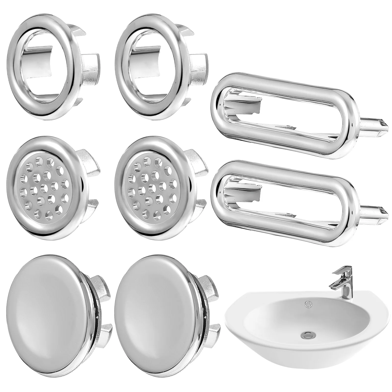 

8 Pcs Overflow Hole Decoration Wash Basin Sink Basin Overflow Cap Tub Sink Ring Plastic Plating Sink Overflow Cap