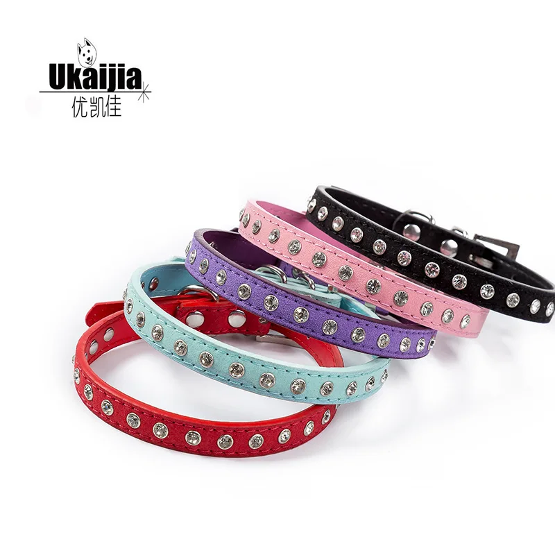 

New Rhinestone Pet Collar Shiny Row of Diamond Dog Collar Ultra Fiber Soft Comfortable Cat Collar Spot Wholesalee