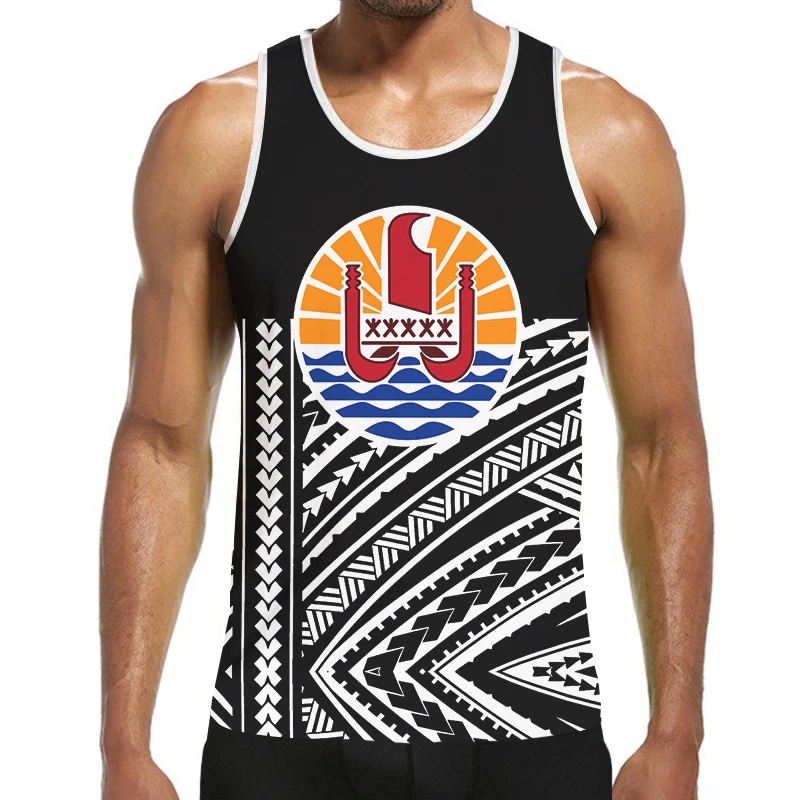 

3D Print Polynesia Tahiti sea Summer Beach Sea Men's Tank Tops Casual Fitness Bodybuilding Gym Muscle Men Sleeveless Vest Shirt