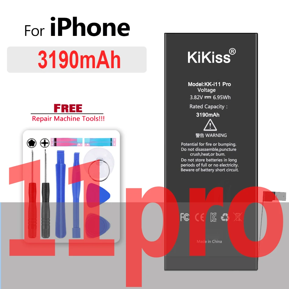 Battery for iPhone 11 Pro Max SE 6 7 8 6s Plus 5 5S Bateria for iPhone X XR XS Max for iPhone5 iPhone6S Phone Battery Free Tools