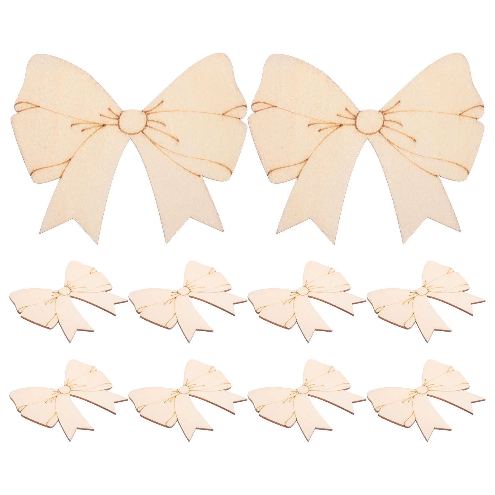 

10pcs Wooden Bowknot Cutouts Unfinished Wooden Slices for Carving DIY Home Crafts