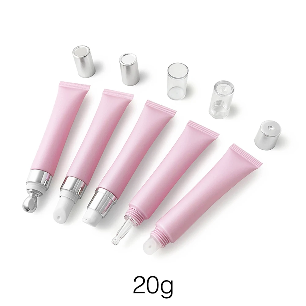 

20ml Pink Refillable Cosmetics Container 20g Lipstick Eye Cream Squeeze Bottle Empty Lip-Balm Essence Travel Packaging Tube
