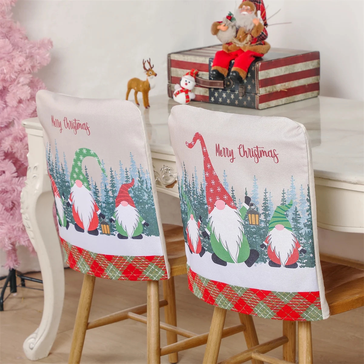 

Christmas Chair Cover Santa Clause Cloth Home Table Dinner New Year Kitchen Merry Christmas Decoration Navidad Xmas Decor Gifts