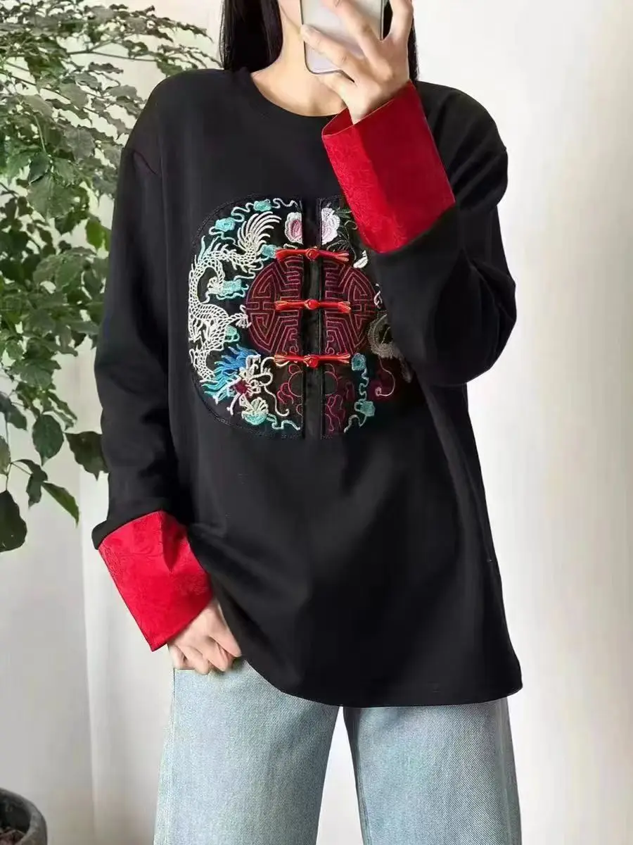 New Chinese Sle Embroidery Patchwork Long sleeves Shirt 798 / 788