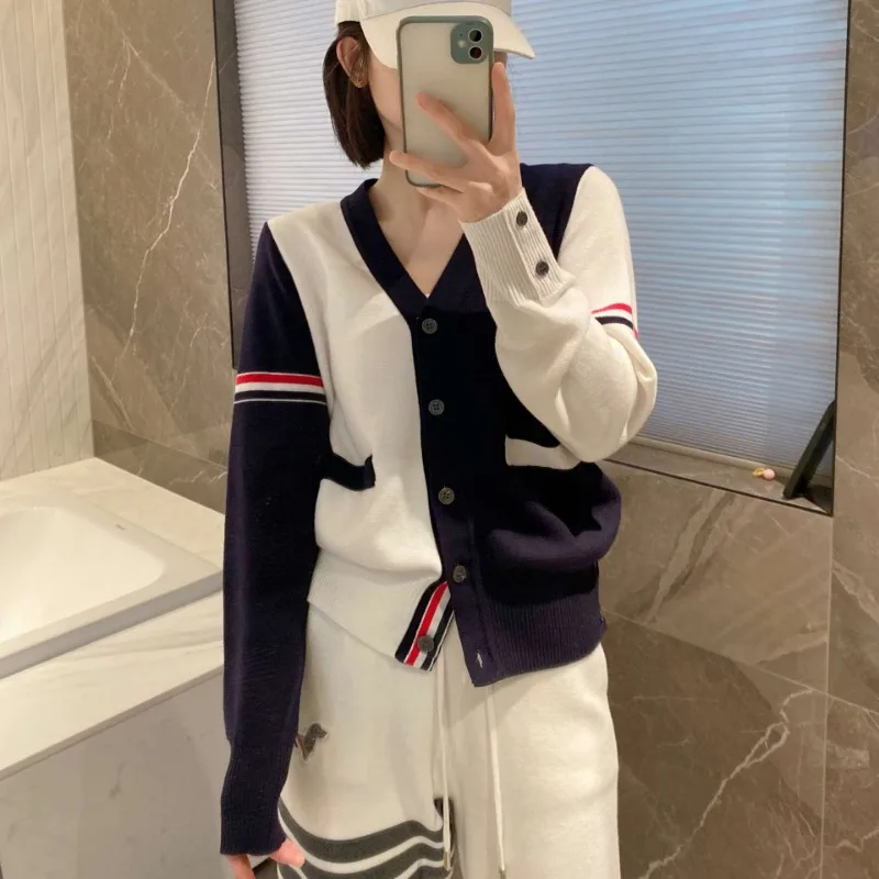 Вязаный свитер новый цветной женский вязаный кардиган с v-образным вырезом и