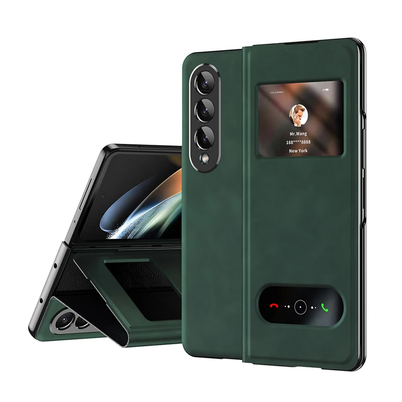 

Lychee Pattern Cover for Samsung Galaxy Z Fold 5 Z Fold 3 Z Fold 4 Nappa Stripe Cover 360 Protection Screen Flip Anti-fall Case