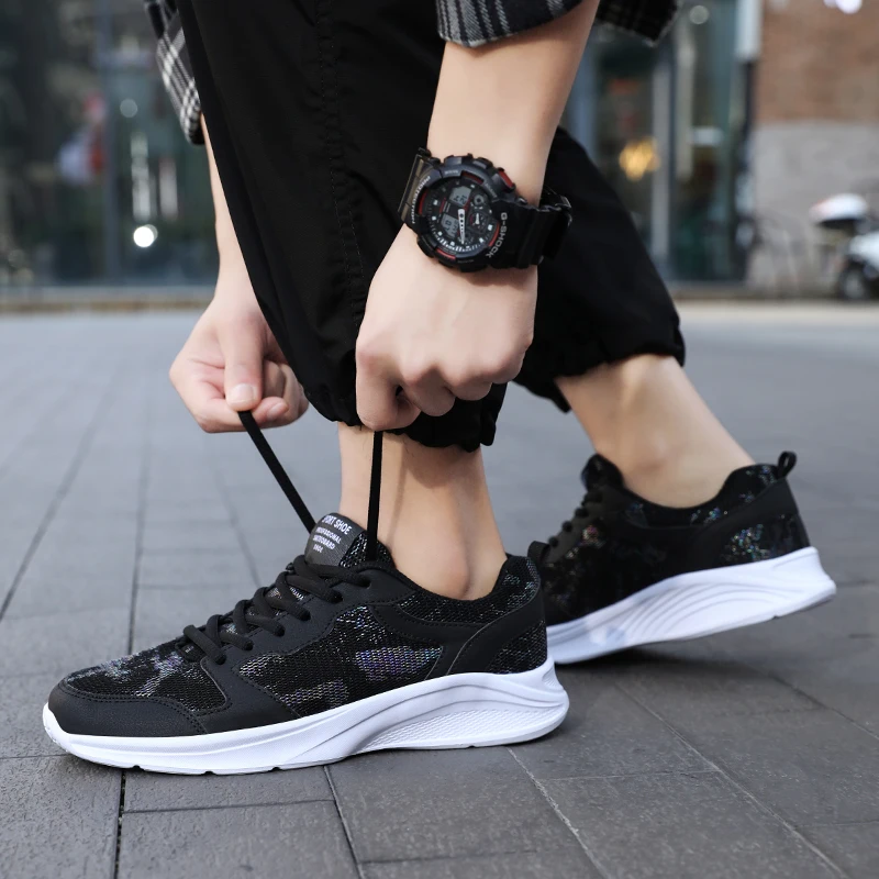 Couple Sneakers Men Women Walking Shoes Mesh Casual Lace-up Jogging Shoes Outdoor Athletic Sneakers
