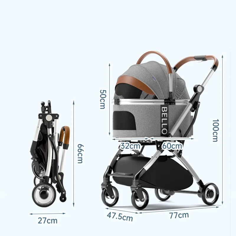 Aluminium Alloy Detachable Pet Stroller for Corgi Teddy Cat Cart Load Bearing 15kg Dog Strollers for Small Dogs Dog Trolley images - 6