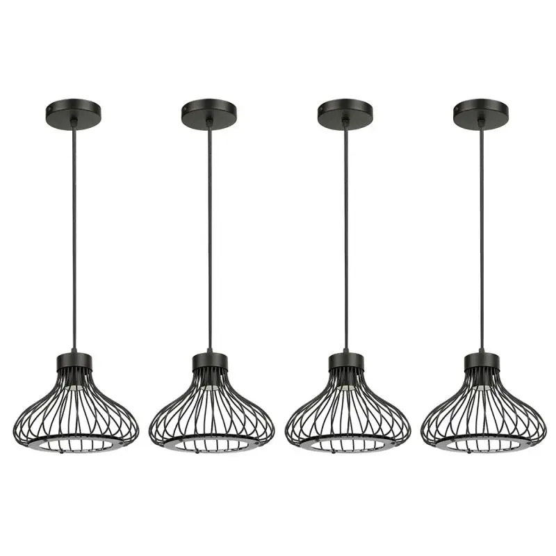 

Fashionable Waterproof Durable Rust Free Modern Light 23 * 22cm Industrial Metal Single Black Cage Retro Style Chandelier HWC