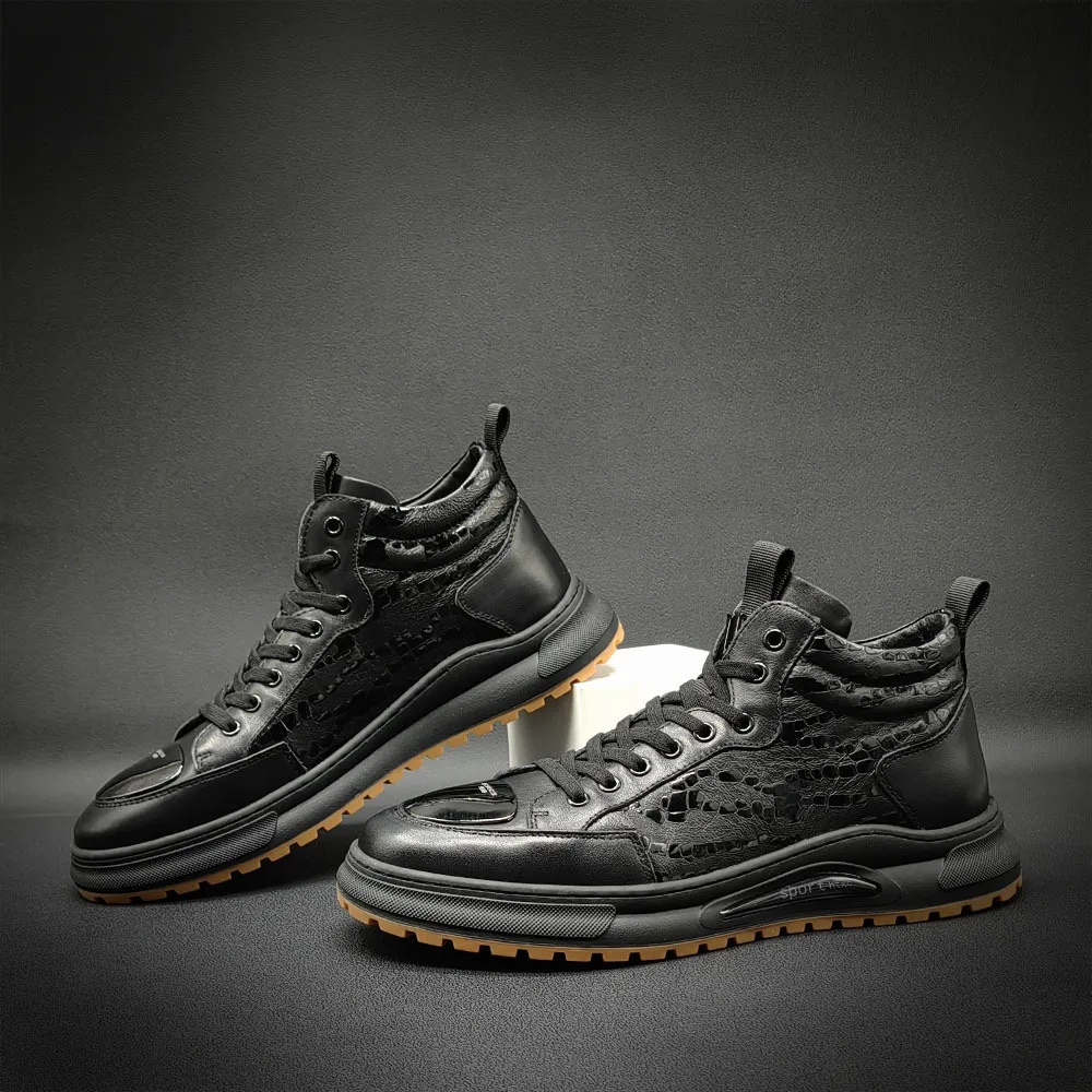 

Leather shoes men's high top shoes sneakers wholesale men's high top casual shoes
