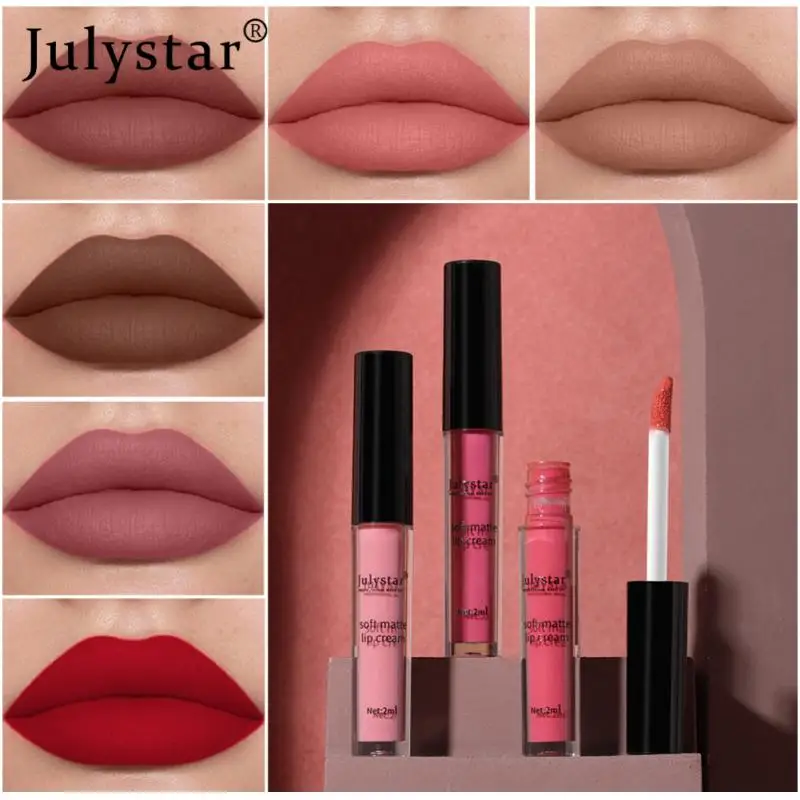 Фото Жидкая губная помада Julystar 34 Цвета, водостойкая матовая губная помада, пигментный красный стойкий блеск для губ, женский макияж, блеск для гу... №3