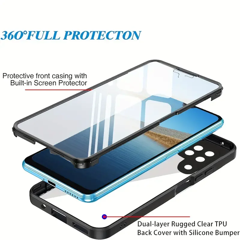 Двухсторонний прозрачный сверхпрочный защитный чехол 2 в 1 на 360 градусов для Samsung