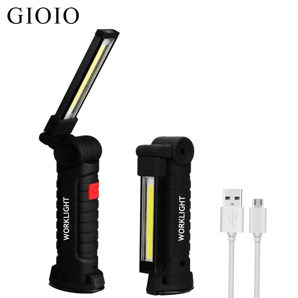 LED Tactical Flashlight COB Lamp USB Rechargeable Torch Waterproof Work Light Magnetic Lanterna Hanging Lamp For Night Lighting