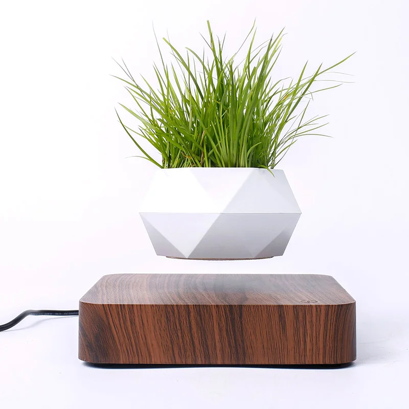 

Pot Decor Ornaments Office Flower Accessories Planters Magnetic Bonsai Floating Rotation Pot Desk Decoration Modern Room Home